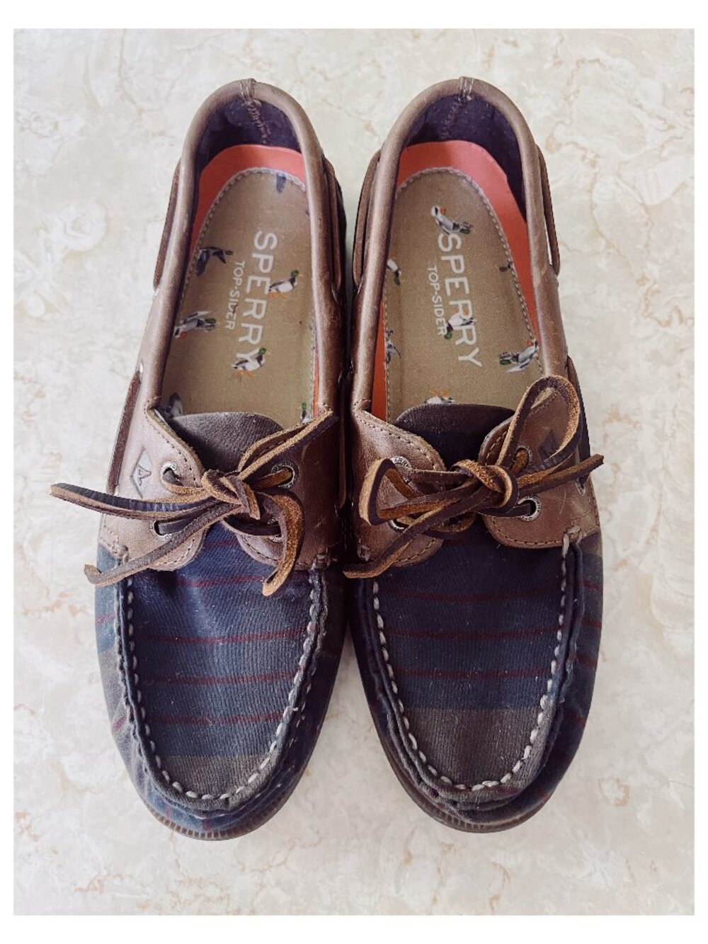 NWOB Sperry Top Sider Mens Sz 7.5 AO Ltd Edition Plaid Oil Cloth and Leather